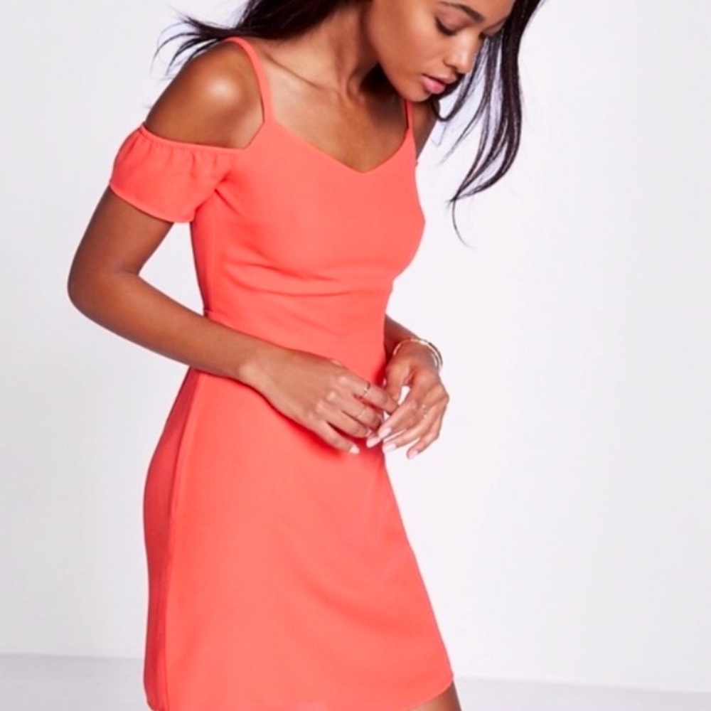 Express Coral Off-Shoulder Mini Dress